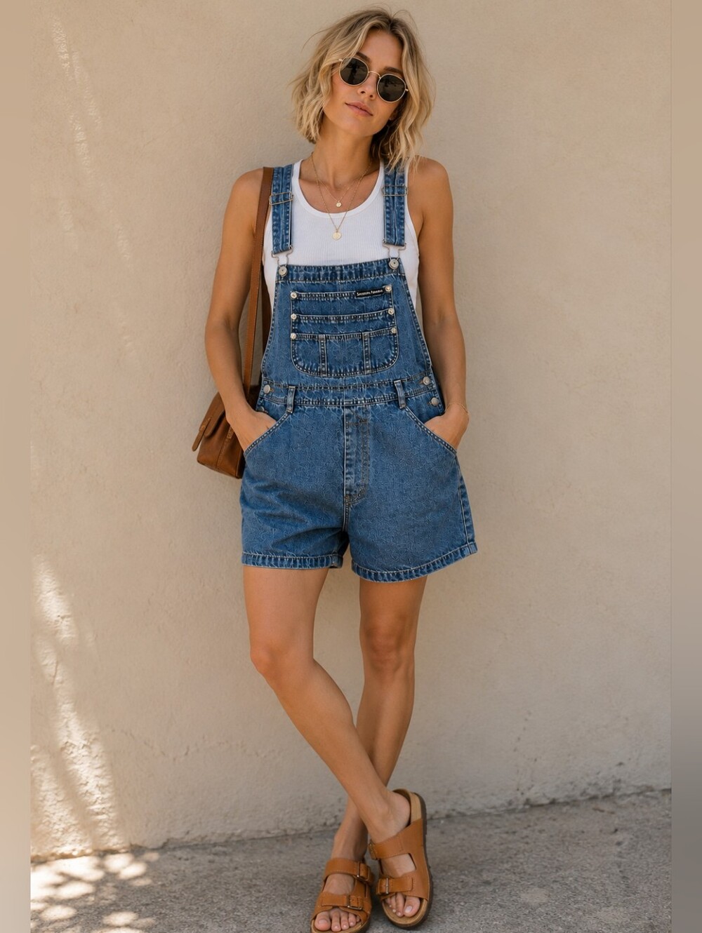 LONDON LONDON LUCY DENIM SHORTALLS SHORT OVERALLS SIZE LARGE EUC